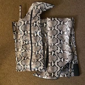 Snake print over the knee boots